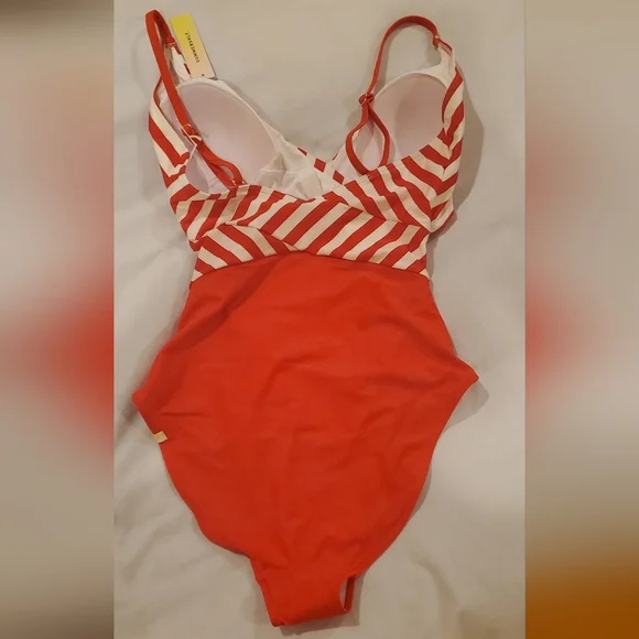 NWT Red and White Striped Women's Swimsuit - Picture 4 of 4